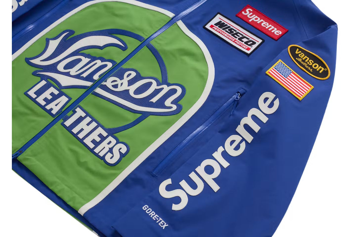 Veste Supreme x Vanson Leather GORE-TEX bleue - vue 2