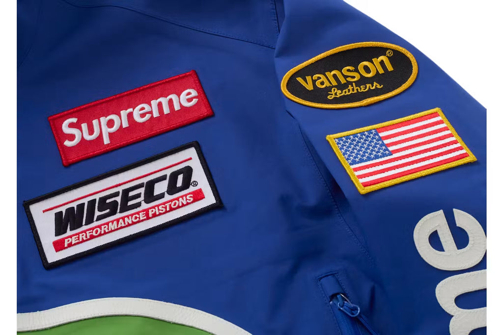 Veste Supreme x Vanson Leather GORE-TEX bleue - vue 3