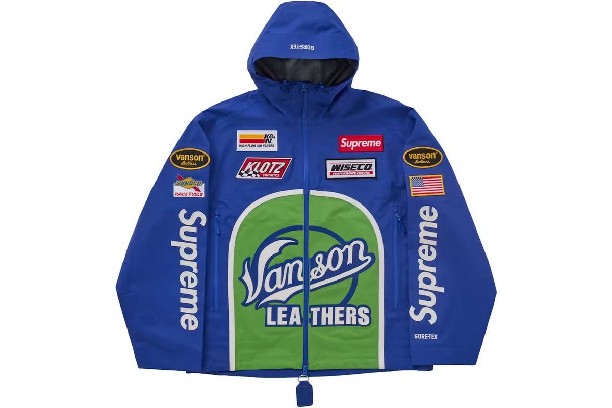 Veste Supreme x Vanson Leather GORE-TEX bleue - vue 1